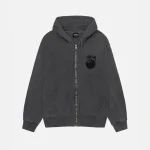 Stussy Felpa con cappuccio 8 Ball con zip tinta a pigmento nera