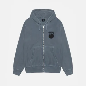 Stussy Felpa con cappuccio 8 Ball con zip tinta a pigmento