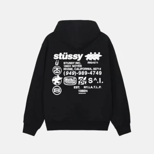 Stussy Felpa con cappuccio e zip DNA nera