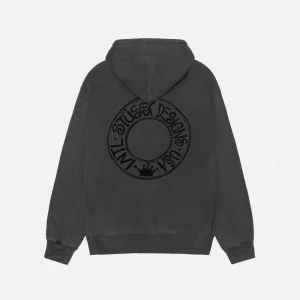 Stussy Felpa con cappuccio Buana con zip tinta a pigmento nera