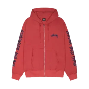 Stussy Rosso Con Zip Felpa con cappuccio