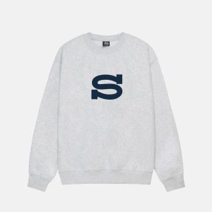 Stussy Giacca Lettere Pullover Grigio