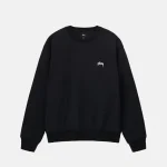 Stussy Logo Stock Overdyed Crew Nero