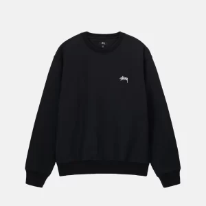 Stussy Logo Stock Overdyed Crew Nero