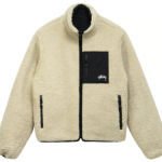 Stussy Giacca reversibile 8 Ball Sherpa – Crema